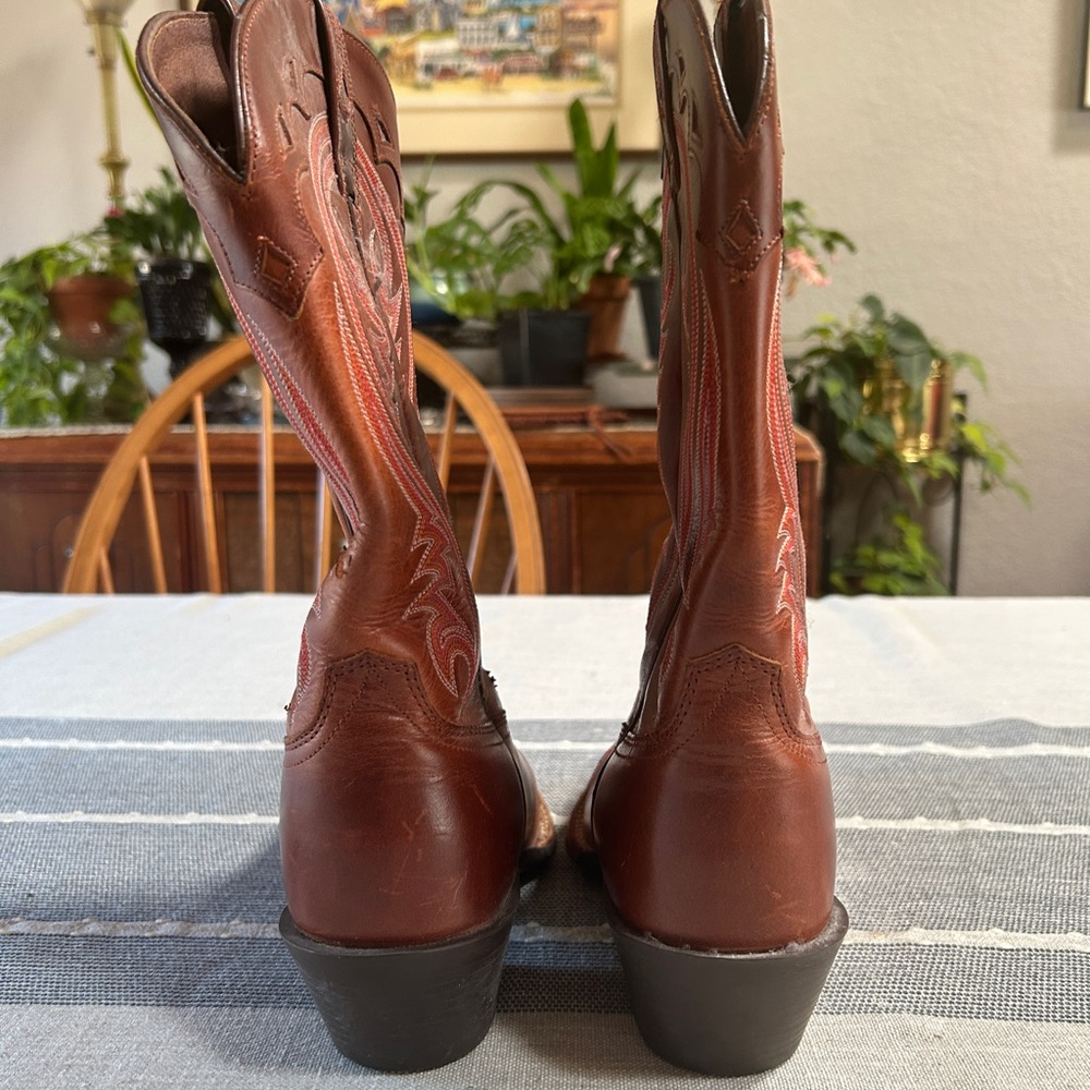Ariat Brown Western Boots with Red Stitching - Picture 4 of 8
